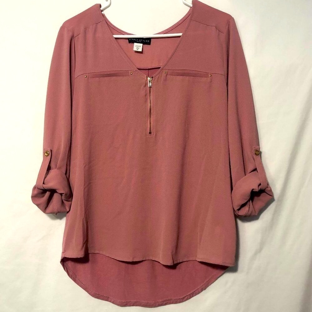Simply Styled Women’s Dusty Pink  Long Sleeve Blouse  Mixed Media Size MP